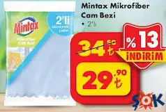 MİNTAX MİKROFİBER CAM BEZİ 2'Lİ MİNTAX MİKROFİBER CAM BEZİ 2'Lİ